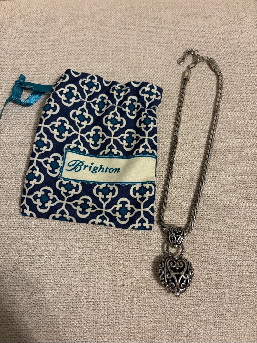 Brighton Silver-Tone Heart Pendant Necklace with Filigree